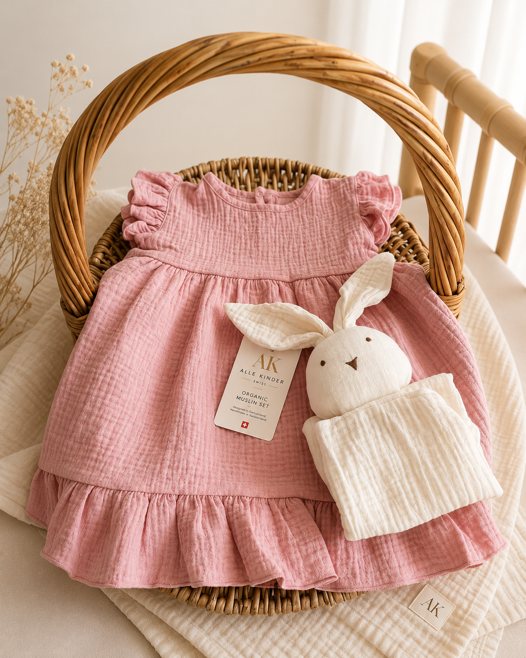 AK Signature Baby Kleid aus 100% Bio-Baumwoll-Musselin