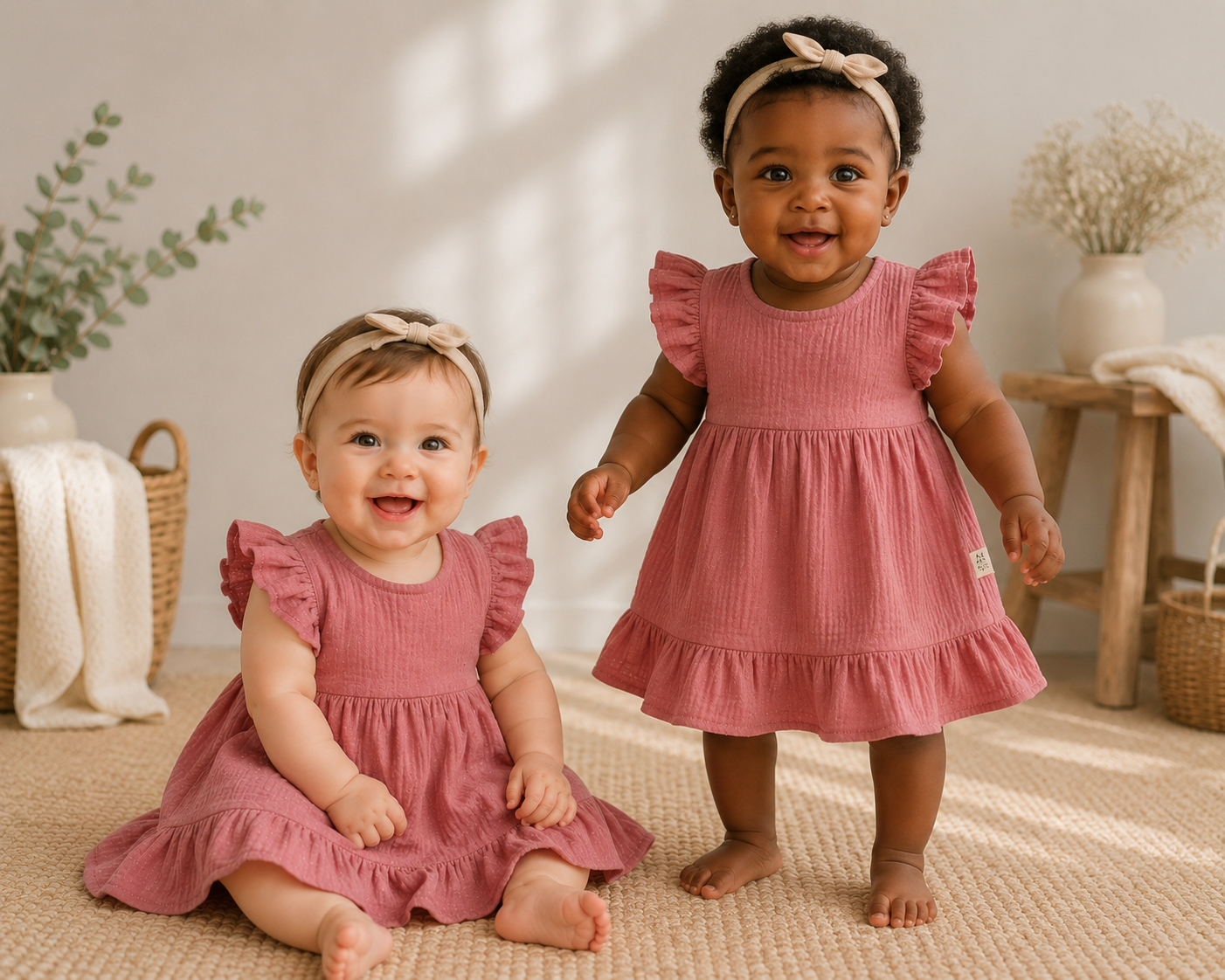 AK Signature Baby Kleid aus 100% Bio-Baumwoll-Musselin